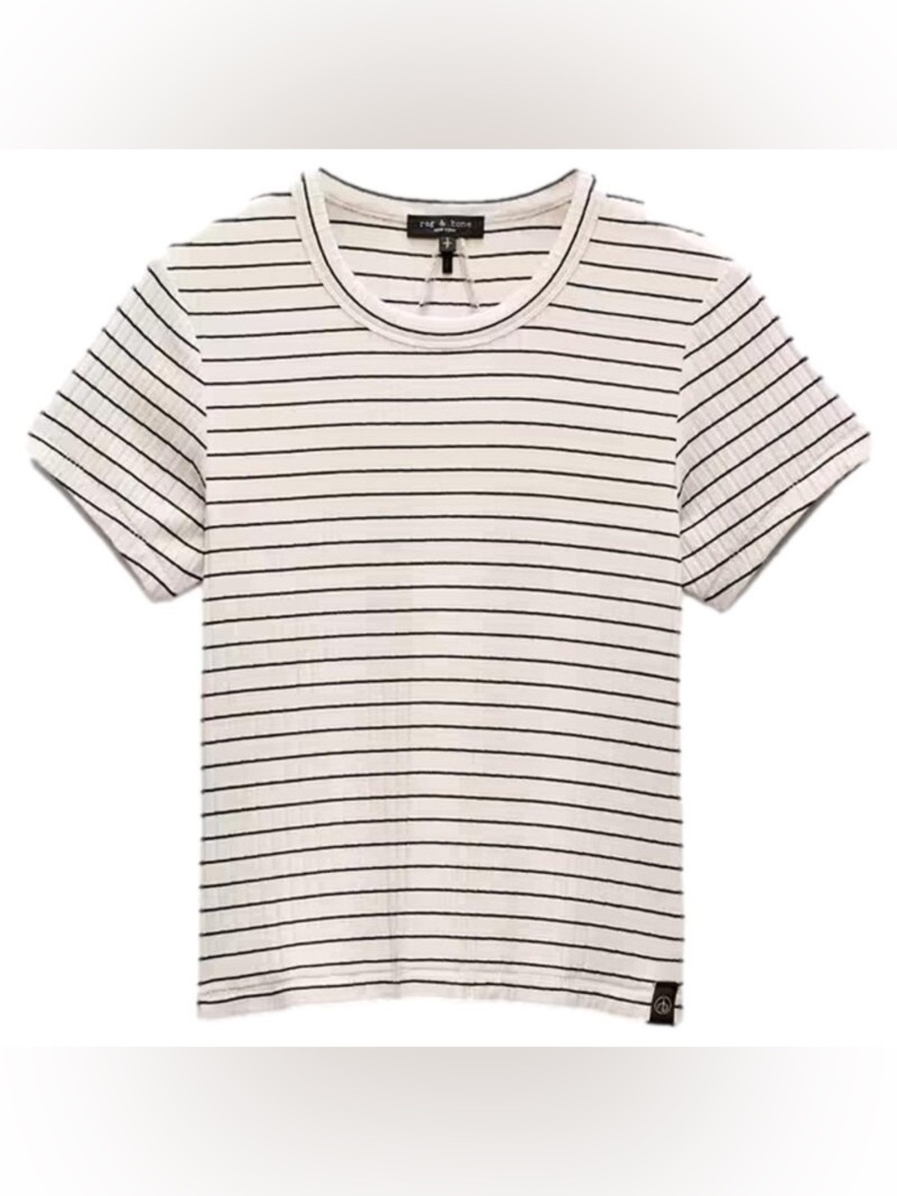 rag & bone White with Black Pinstripe Crew Tee